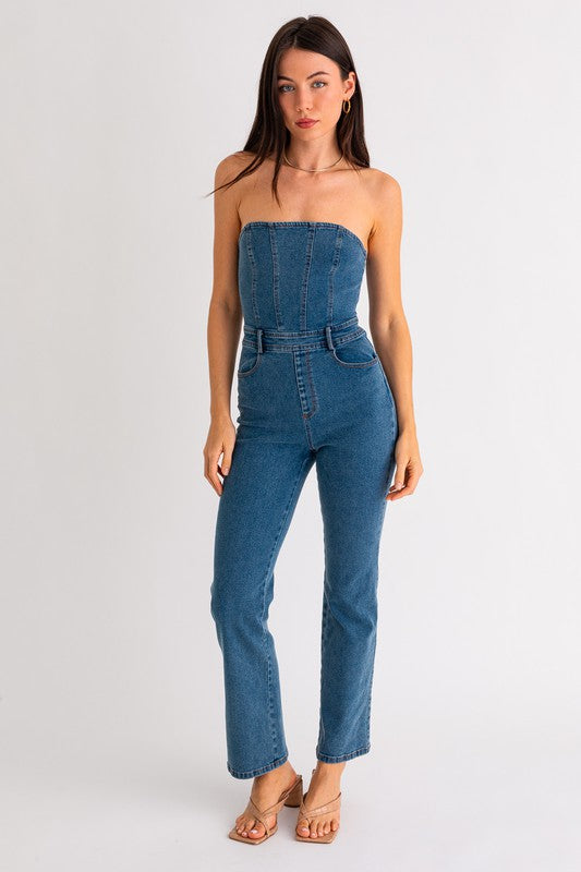 Denim Strapless One-piece