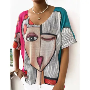 Picasso V-neck Knit Printed sweater