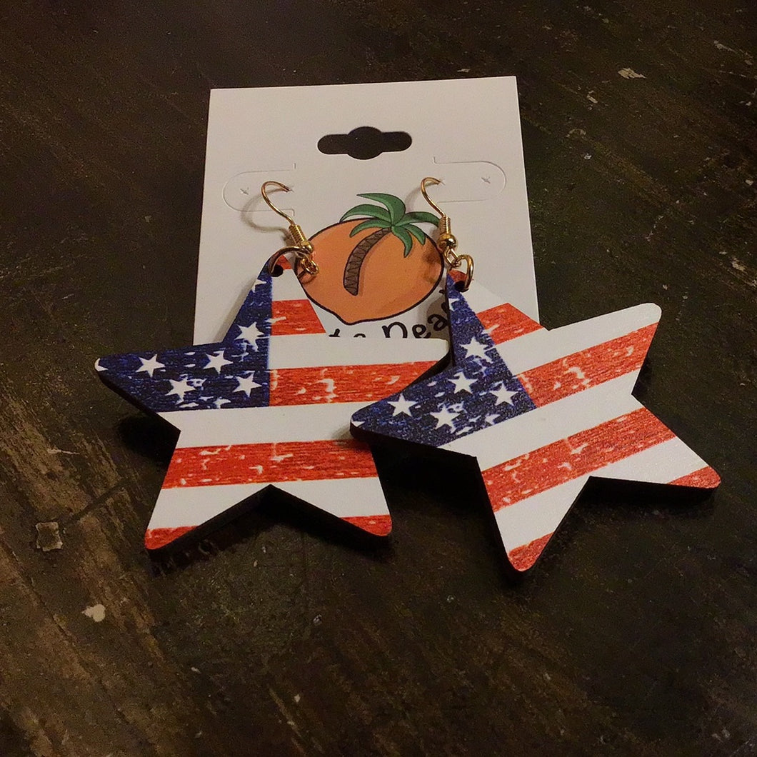 Wooden Flag Earrings