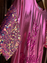 Load image into Gallery viewer, Foil Mini B-DAY Sequin Sleeve Shirt Dress
