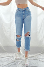 Load image into Gallery viewer, Folded Ripped Mom Jeans
