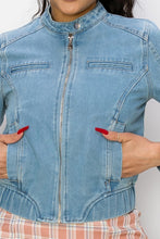 Load image into Gallery viewer, Sarah Zipper Denim Jacket
