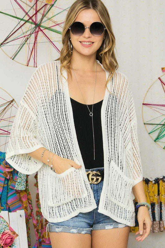 Fishnet Short Sleeve Cardigan